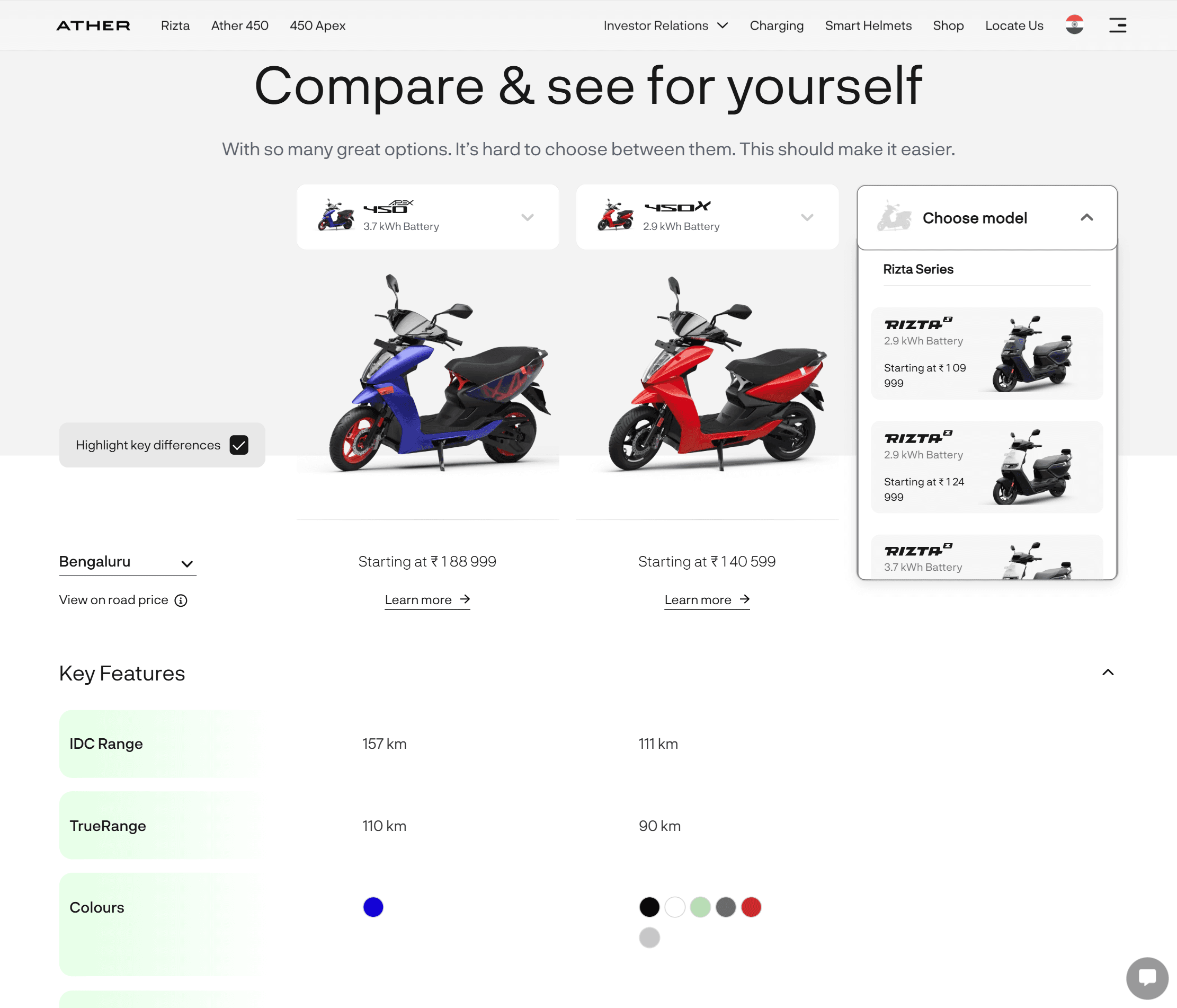 Ather Compare Page Ather Compare Page